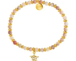 Bransoletka z mosiądzu pozłacana z opalami i cyrkoniami - gwiazda