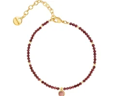 Bransoletka z mosiądzu pozłacana z granatami