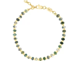 Bransoletka z mosiądzu pozłacana z agatami