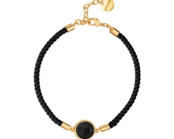 Bransoletka z mosiądzu pozłacana z agatem