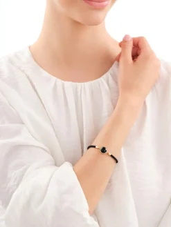 Bransoletka z mosiądzu pozłacana z agatem