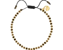 Bransoletka z mosiądzu pozłacana z obsydianami