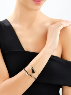 Bransoletka z mosiądzu pozłacana ze spinelami i cyrkoniami - kwiat