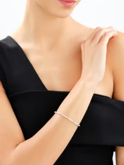 Bransoletka z mosiądzu rodowana z cyrkoniami