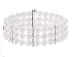 Bransoletka z perłami, brylantami i elementami białego złota - próba 585