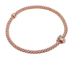 Bransoletka z różowego i białego złota z brylantami - 0,10 ct - próba 750