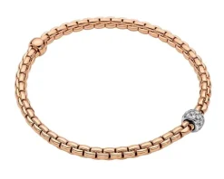 Bransoletka z różowego i białego złota z brylantami - 0,19 ct - próba 750