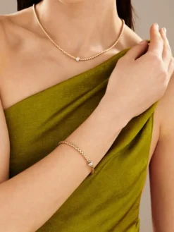 Bransoletka z różowego i białego złota z brylantami - 0,19 ct - próba 750