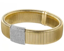 Bransoletka z żółtego i białego złota z brylantami - 1,00 ct - próba 750