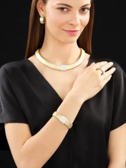 Bransoletka z żółtego i białego złota z brylantami - 1,00 ct - próba 750