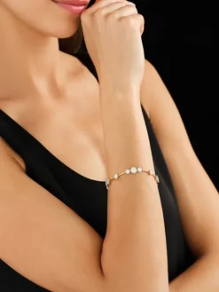 Bransoletka z żółtego i białego złota z brylantami - 18 cm - 1,75 ct - próba 585