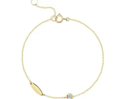 Bransoletka z żółtego i białego złota z brylantem - 0,02 ct - próba 585