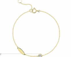 Bransoletka z żółtego i białego złota z brylantem - 0,02 ct - próba 585