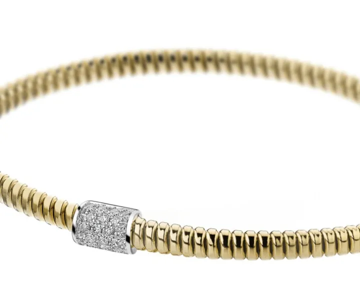 Bransoletka z żółtego i białego złota z brylantami - 0,13 ct - próba 750