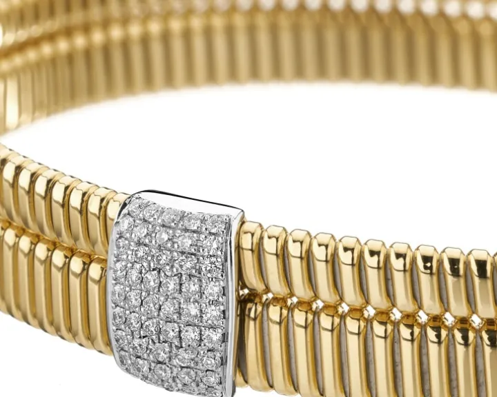 Bransoletka z żółtego i białego złota z brylantami - 0,29 ct - próba 750