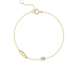 Bransoletka z żółtego i białego złota z brylantem - serce - 0,01 ct - próba 585