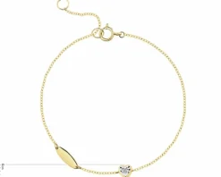 Bransoletka z żółtego i białego złota z brylantem - serce - 0,01 ct - próba 585