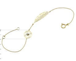Bransoletka z żółtego i białego złota z brylantem - piórko - 0,005 ct - próba 375