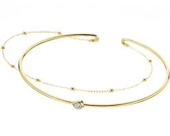 Bransoletka z żółtego i białego złota z brylantem - 0,03 ct - próba 585