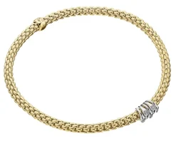 Bransoletka z żółtego i białego złota z brylantami - 0,07 ct - próba 750