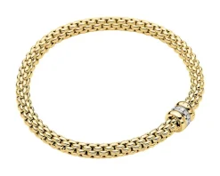 Bransoletka z żółtego i białego złota z brylantami - 19 cm - 0,10 ct - próba 750