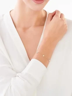 Bransoletka z żółtego złota z brylantami - serca - 0,04 ct - próba 585