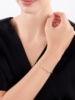 Bransoletka z żółtego złota z brylantem i topazami - 18 cm - próba 375