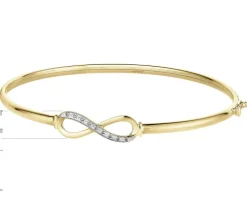 Bransoletka z żółtego złota z diamentami - nieskończoność - 0,02 ct - próba 375