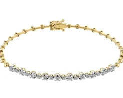 Bransoletka z żółtego złota z brylantami - 18 cm - 0,23 ct - próba 585