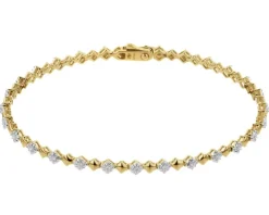 Bransoletka z żółtego złota z brylantami - 0,25 ct - próba 585