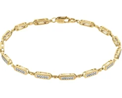 Bransoletka z żółtego złota z diamentami - 18 cm - 0,28 ct - próba 585