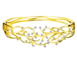 Bransoletka z żółtego złota z brylantami i szafirami kolorowymi - 18 cm - próba 585