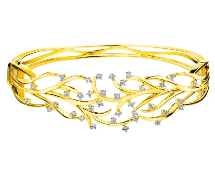 Bransoletka z żółtego złota z brylantami i szafirami kolorowymi - 18 cm - próba 585