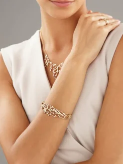 Bransoletka z żółtego złota z brylantami i szafirami kolorowymi - 18 cm - próba 585