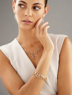 Bransoletka z żółtego złota z brylantami i szafirami kolorowymi - 18 cm - próba 585