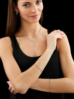 Bransoletka z żółtego złota z brylantami - 19 cm - 0,24 ct - próba 585