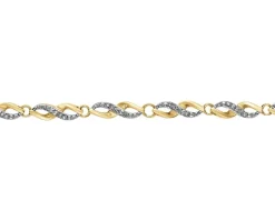 Bransoletka z żółtego złota z diamentami - 19 cm - 0,18 ct - próba 375