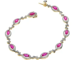 Bransoletka z żółtego złota z diamentami - 19 cm - 0,75 ct - próba 585