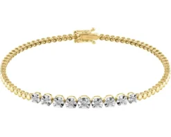 Bransoletka z żółtego złota z brylantami - 19 cm - 0,30 ct - próba 585