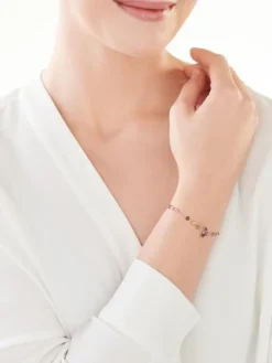 Bransoletka z żółtego złota z diamentem, kamieniami szlachetnymi i ozdobnymi - próba 375