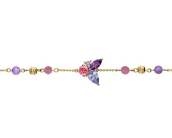 Bransoletka z żółtego złota z diamentem, kamieniami szlachetnymi i ozdobnymi - próba 375