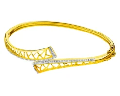 Bransoletka z żółtego złota z diamentami - liście - 0,006 ct - próba 375