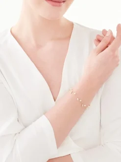 Bransoletka z żółtego złota z diamentami i perłami - próba 375