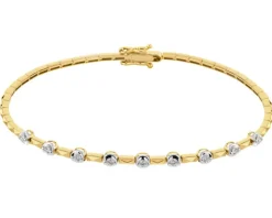 Bransoletka z żółtego złota z diamentami - 18 cm - 0,72 ct - próba 585