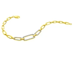 Bransoletka z żółtego złota z brylantami - 18 cm - 0,65 ct - próba 585