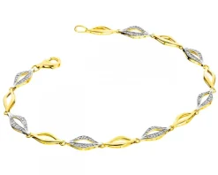 Bransoletka z żółtego złota z diamentami - 18 cm - 0,12 ct - próba 585