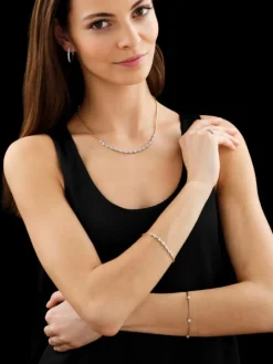 Bransoletka z żółtego złota z brylantami - 18 cm - 0,16 ct - próba 585