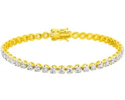 Bransoletka z żółtego złota z brylantami laboratoryjnymi - 18 cm - 3,00 ct - próba 750