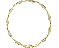 Bransoletka z żółtego złota z diamentami - 19 cm - 0,05 ct - próba 375