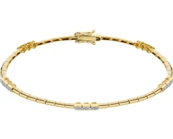 Bransoletka z żółtego złota z brylantami - 18 cm - 0,29 ct - próba 585